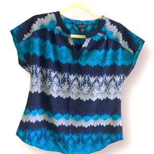 Banana Republic Women's Cap Sleeve Blouse Blue Floral Size S Petite